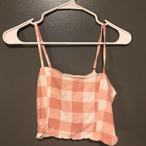 Forever 21 Pink and White Checkered Crop Top